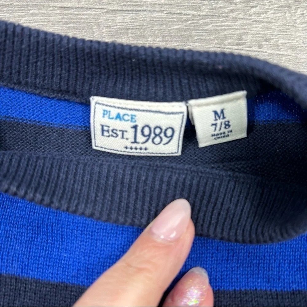 Children's Place Boys Blue Striped Sweater M